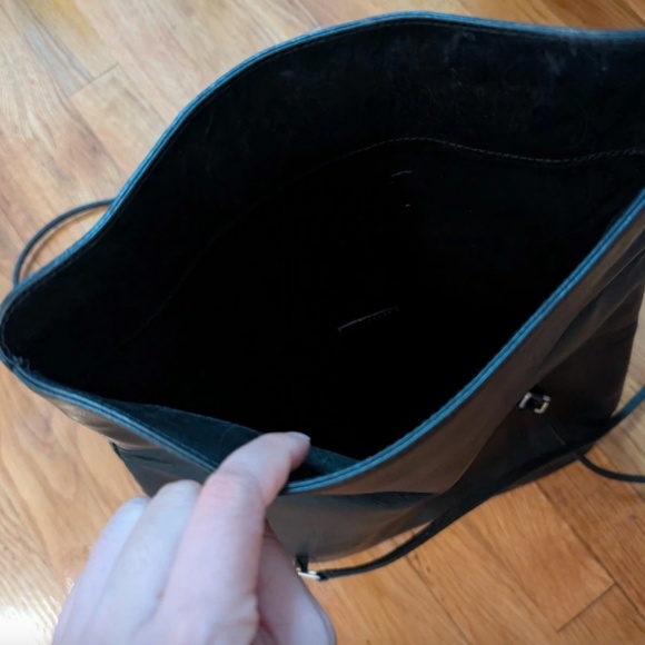 Vtg Mark Cross New York Black Leather Shoulder Bag Purse Thin Straps - Picture 6 of 14